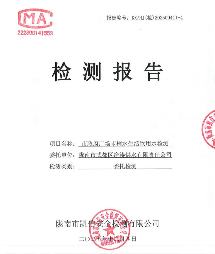 2025年12月4日武都城区饮用水检测报告